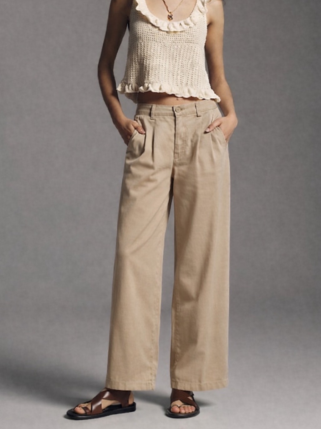 Pistola Ellery High Rise Wide Leg Khaki Trousers
